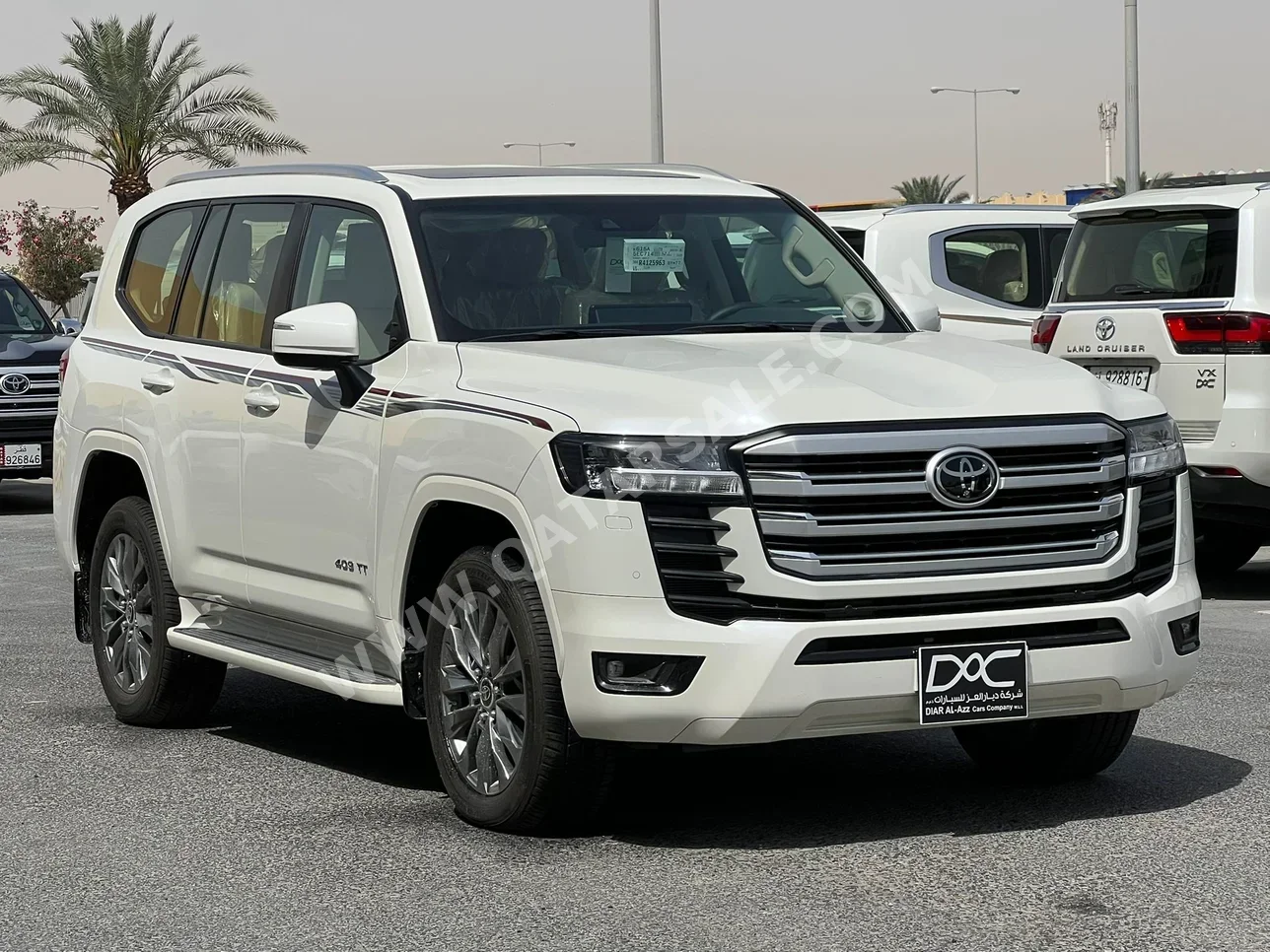 تويوتا  لاند كروزر  جي اكس ار توين توربو  2024  اوتوماتيك  0 كم  6 سلندر  دفع رباعي  اس يو في  أبيض  تحت الضمان