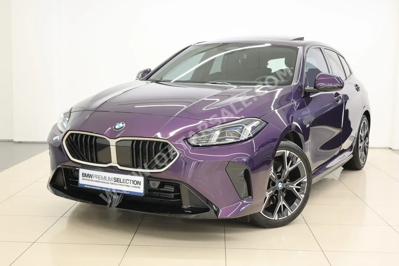 بي ام دبليو  الفئة - الاولى  118i  2025  اوتوماتيك  6,000 كم  4 سلندر  دفع خلفي  هاتشباك  بنفسجي  تحت الضمان