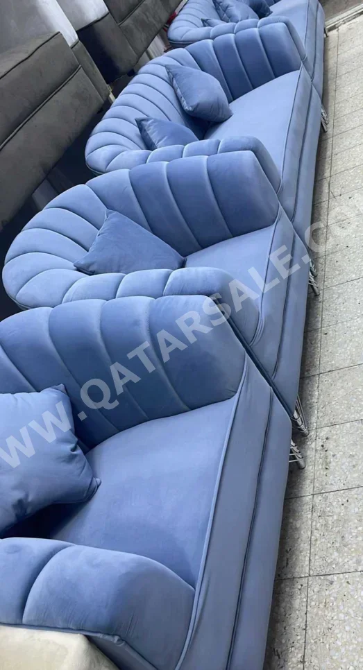 الأرائك والكنب والكراسي لايف ستايل  طقم كنب  - قماش  - أزرق