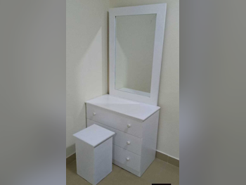 Wardrobes & Dressers - Doha Furniture  - Dressing Table, Mirror, Chair & 2 Shelving Units  - White