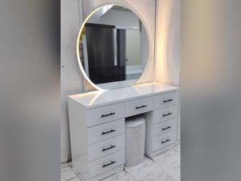 Wardrobes & Dressers - Doha Furniture  - Dressing Table, Mirror, Chair & 2 Shelving Units  - White