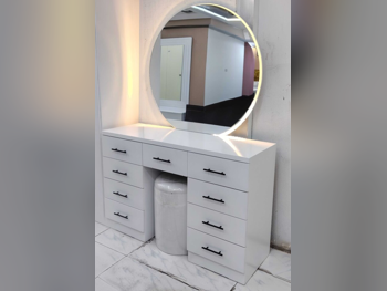 Wardrobes & Dressers - Doha Furniture  - Dressing Table, Mirror, Chair & 2 Shelving Units  - White