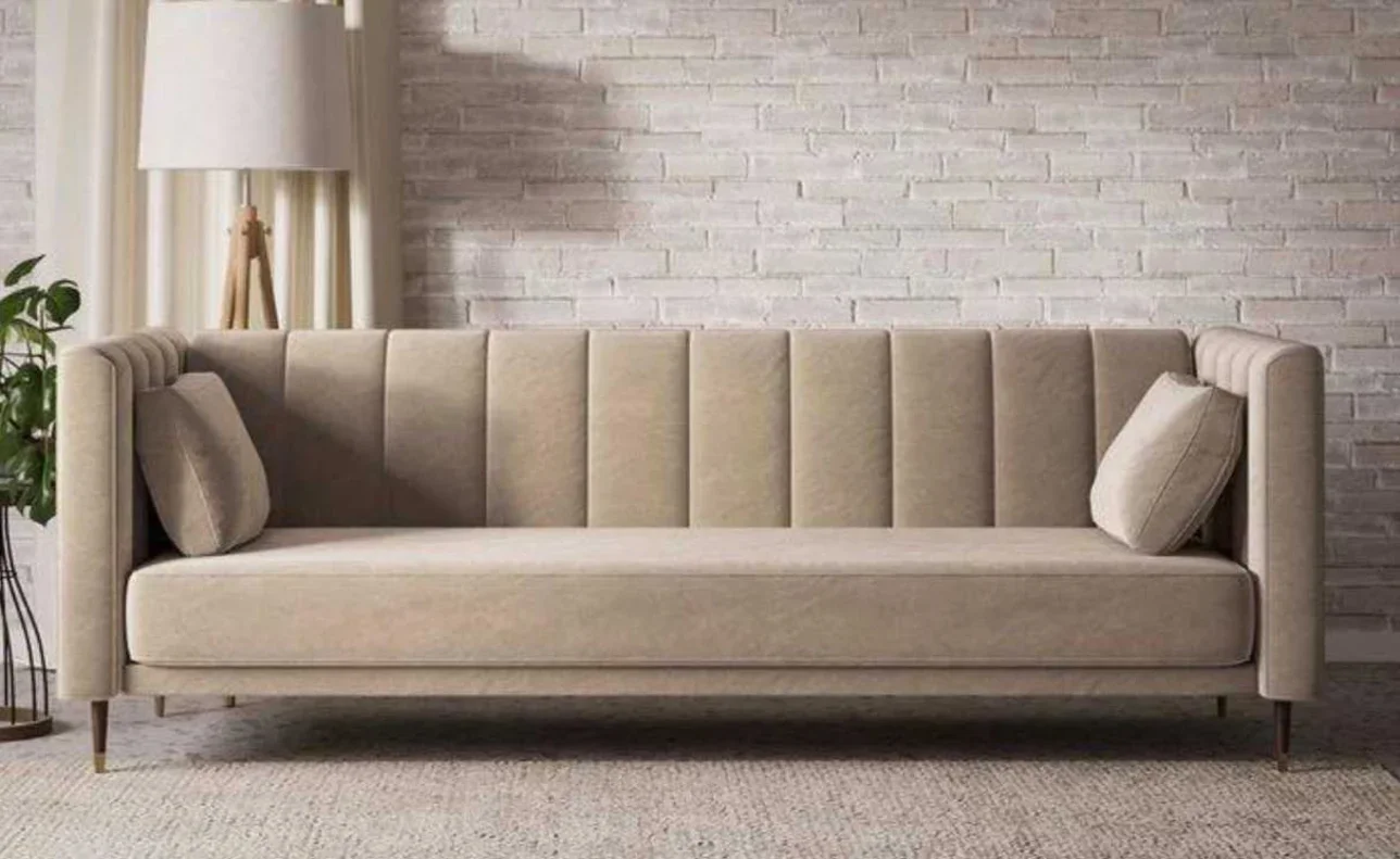 الأرائك والكنب والكراسي طقم كنب  - قماش  - اللون البيج  وطاولات جانبية  - سرير أريكة