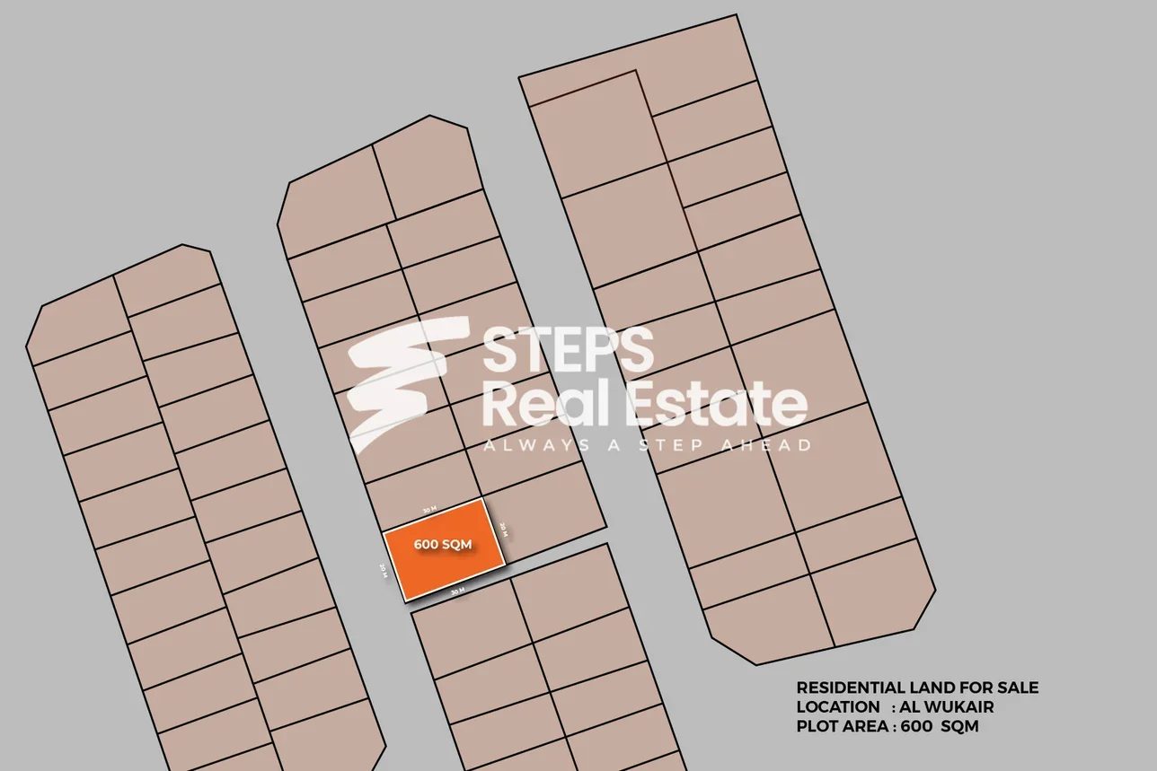 Lands For Sale  in Al Wakrah  - Al Wukair  -Area Size 600 Square Meter