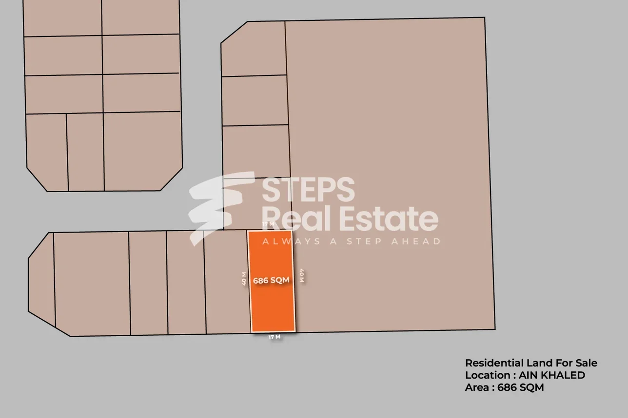 Lands For Sale  in Al Rayyan  - Ain Khaled  -Area Size 686 Square Meter