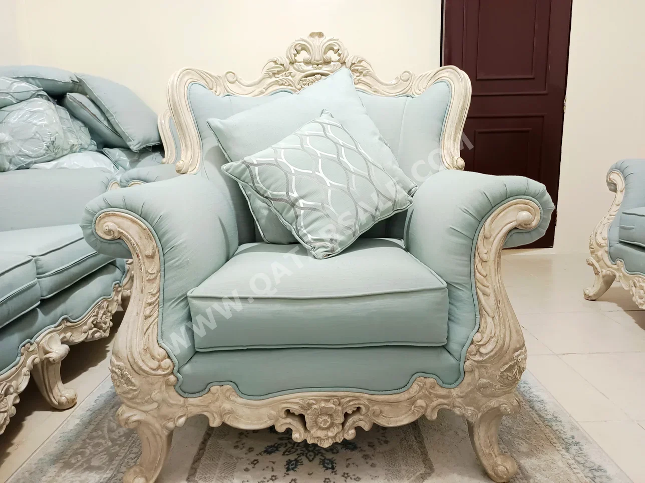 Sofas, Couches & Chairs Sofa Set  - Green & Beige