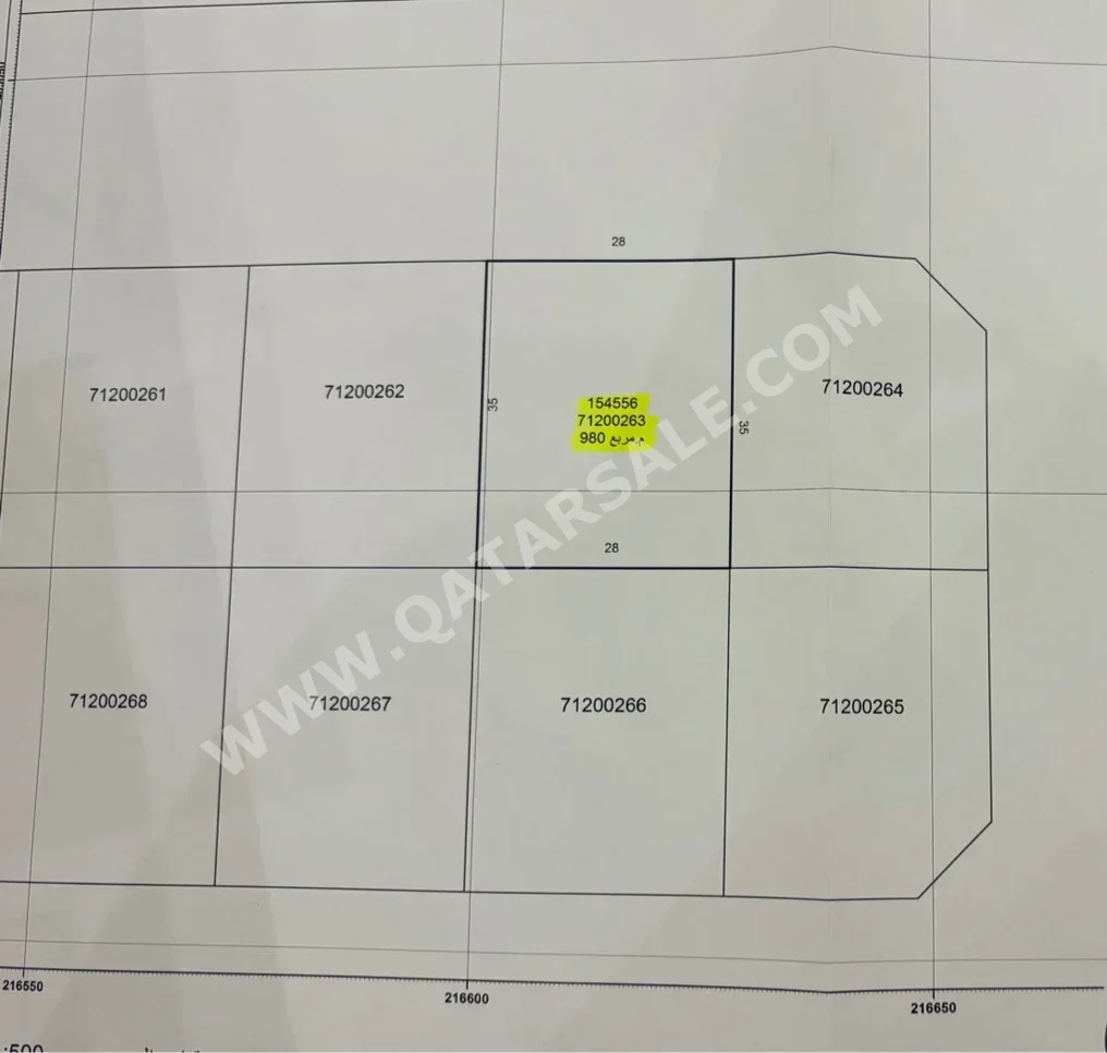 Lands For Sale  in Umm Salal  - Bu Fesseela  -Area Size 980 Square Meter