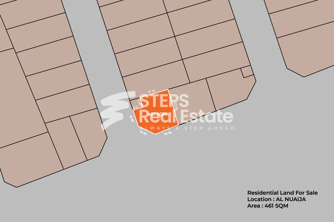 اراضي للبيع  في الدوحة  - نعيجة  -المساحة 461 متر مربع