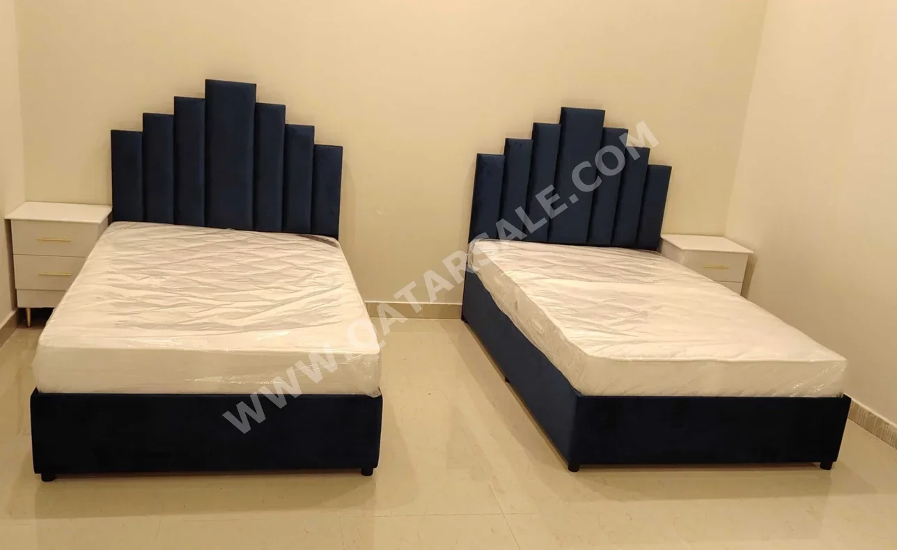 Beds - Single  - Green  - With Bedside Table