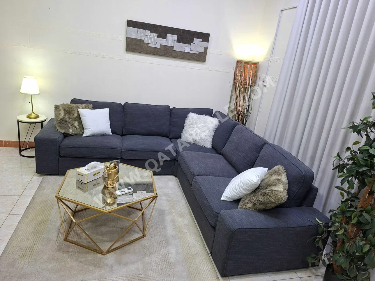 Sofas, Couches & Chairs L shape  - Fabric  - Gray