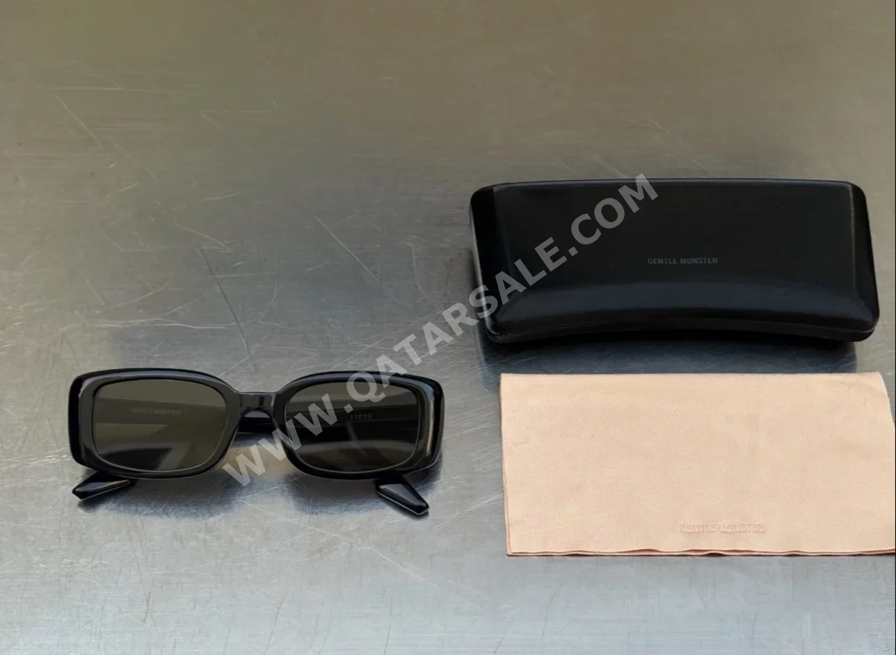 Sunglasses Black Rectangular Korea for Unisex