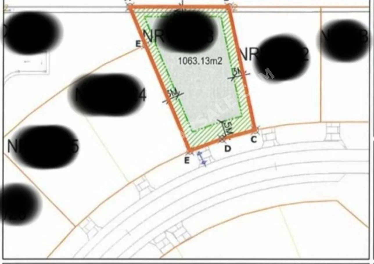 Lands For Sale  in Lusail  - North Residential Villa  -Area Size 1,063 Square Meter