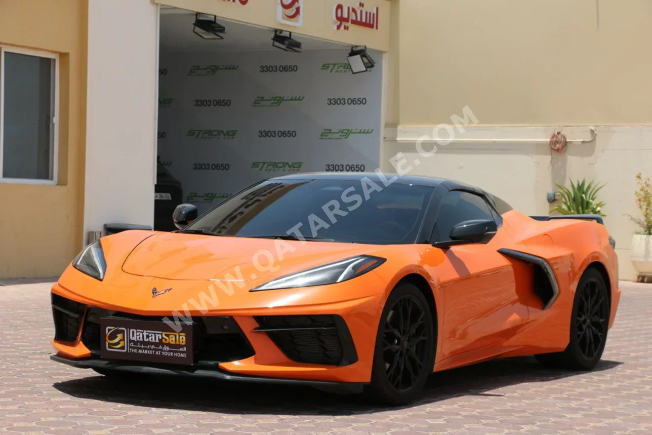 شفروليه كورفيت سي 8 2024 اوتوماتيك 16,500 كم 8 سلندر دفع خلفي كشف برتقالي تحت الضمان