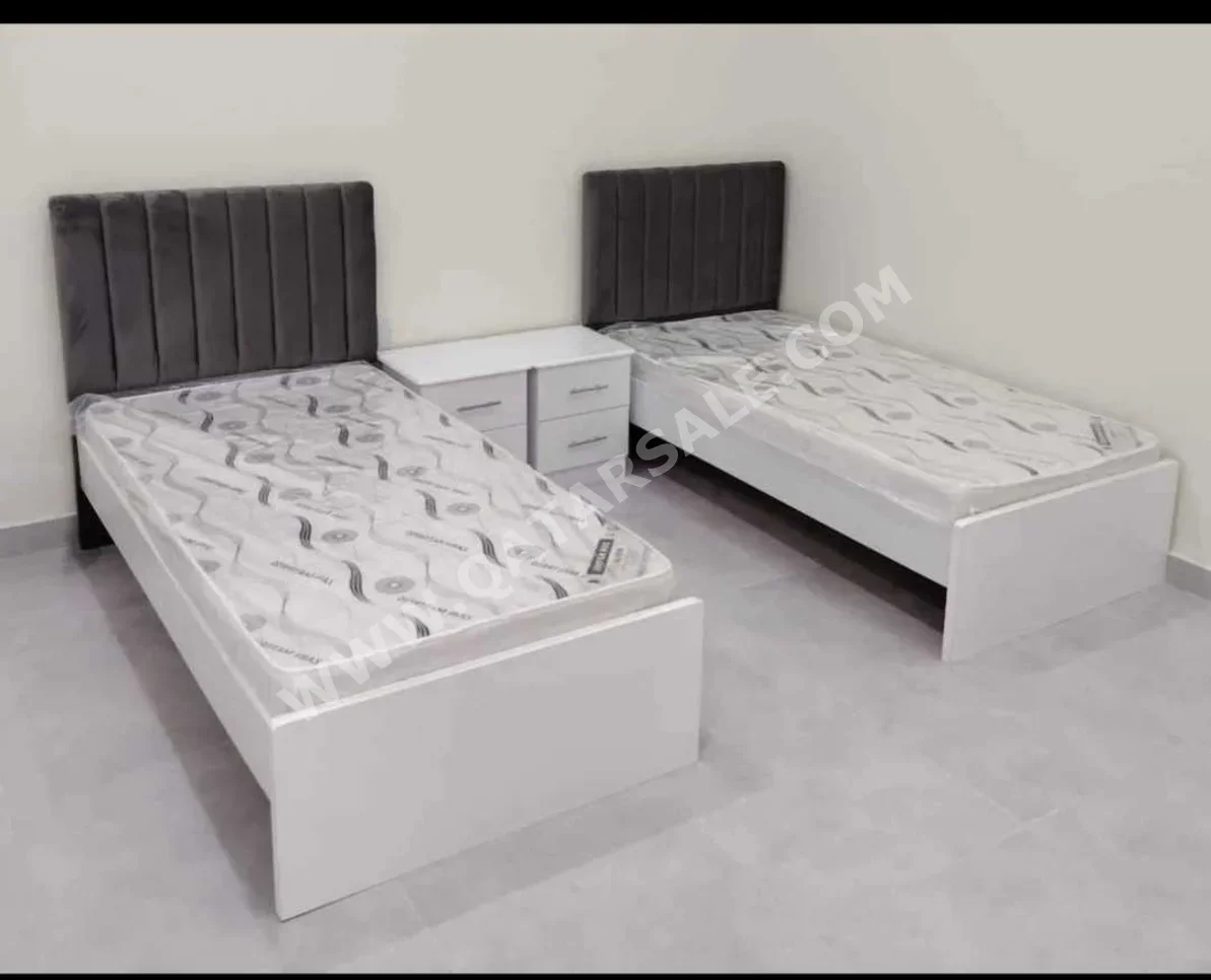 Beds - Lifestyle - Single - White - Mattress Included - With Bedside Table