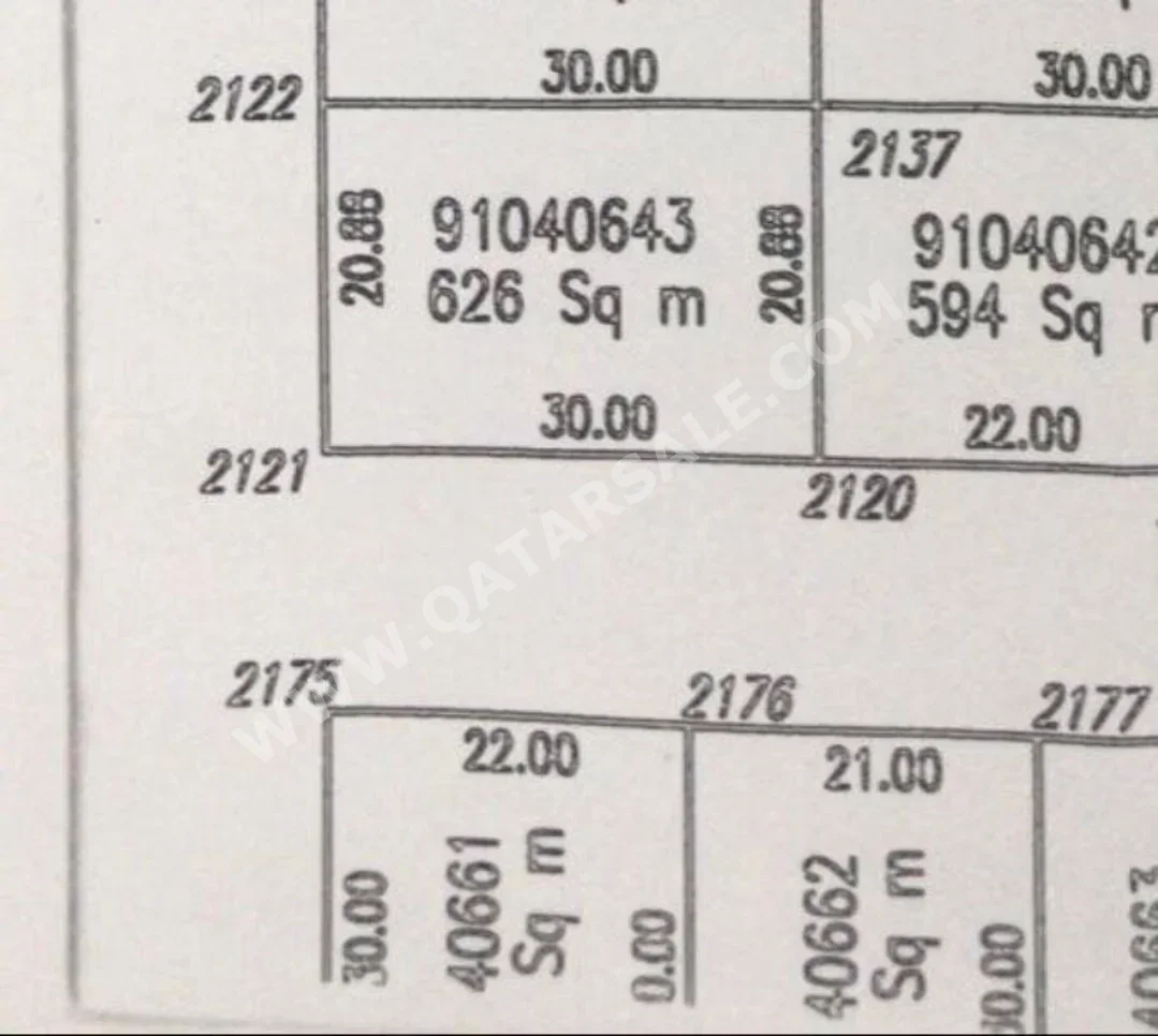 Lands For Sale  in Al Wakrah  - Al Wukair  -Area Size 626 Square Meter