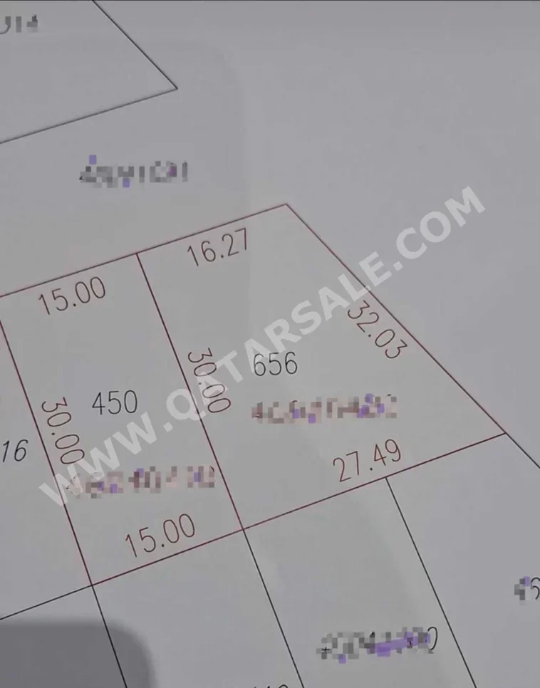 اراضي للبيع في الدوحة - الثمامة -المساحة 656 متر مربع
