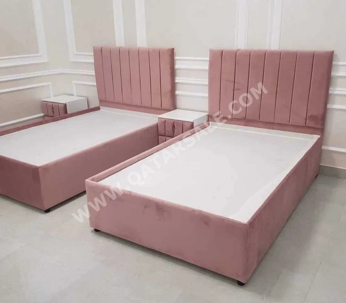 Beds - Single - Pink - Mattress Included - With Bedside Table