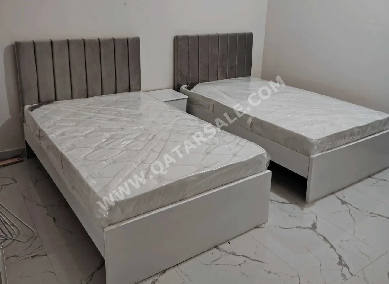 Beds - Single - Gray - Mattress Included - With Bedside Table