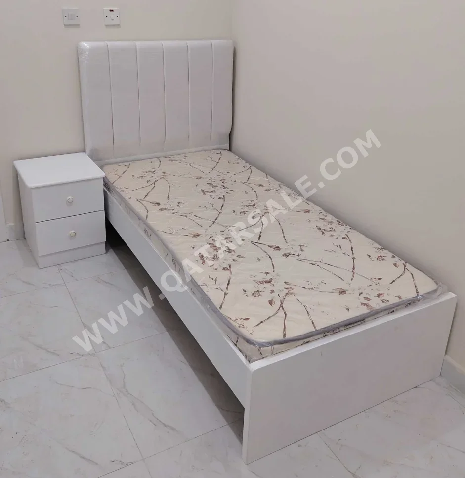 Beds - Single  - White  - Mattress Included  - With Bedside Table