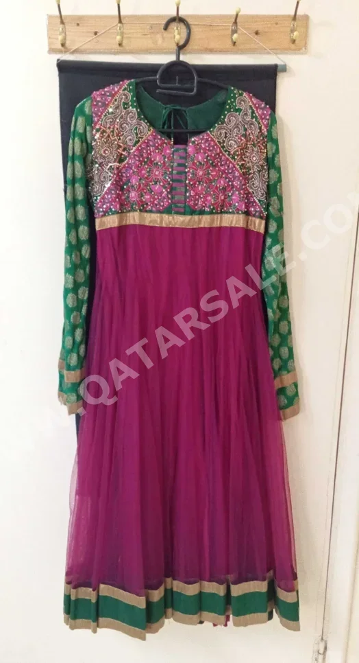 Dress  - Chiffon  - Green  -Size: 38