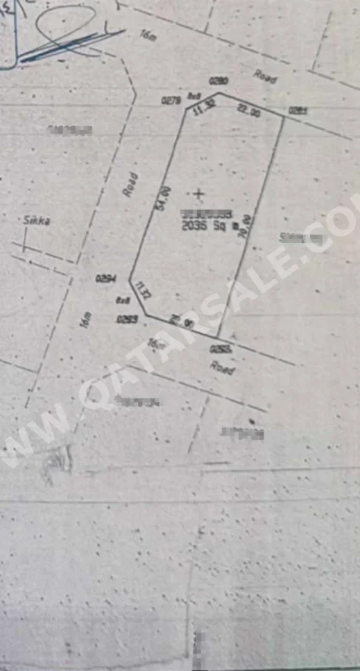 Lands For Sale  in Al Rayyan  - Bani Hajer  -Area Size 2,036 Square Meter
