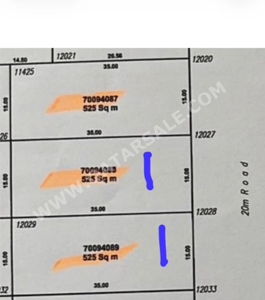 Lands For Sale in Al Daayen - Al Jeryan -Area Size 542 Square Meter