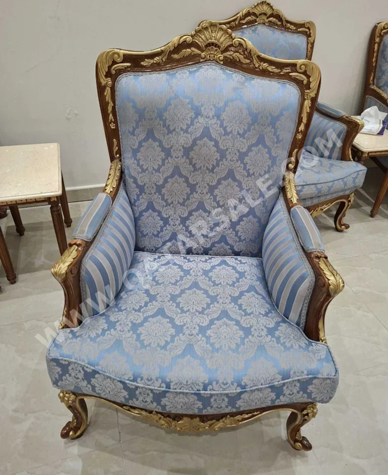 Sofas, Couches & Chairs Armchair - Fabric - Blue - With Table and Side Tables