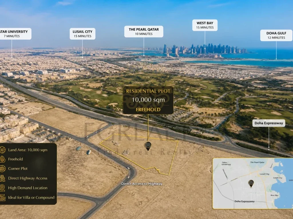 Lands For Sale in Al Daayen - Al Egla -Area Size 10,000 Square Meter