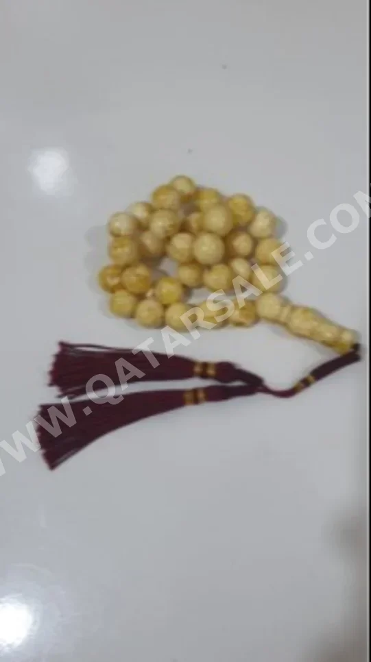 Prayer Beads Amber Yellow Matte Oval/Circle 33 45 g