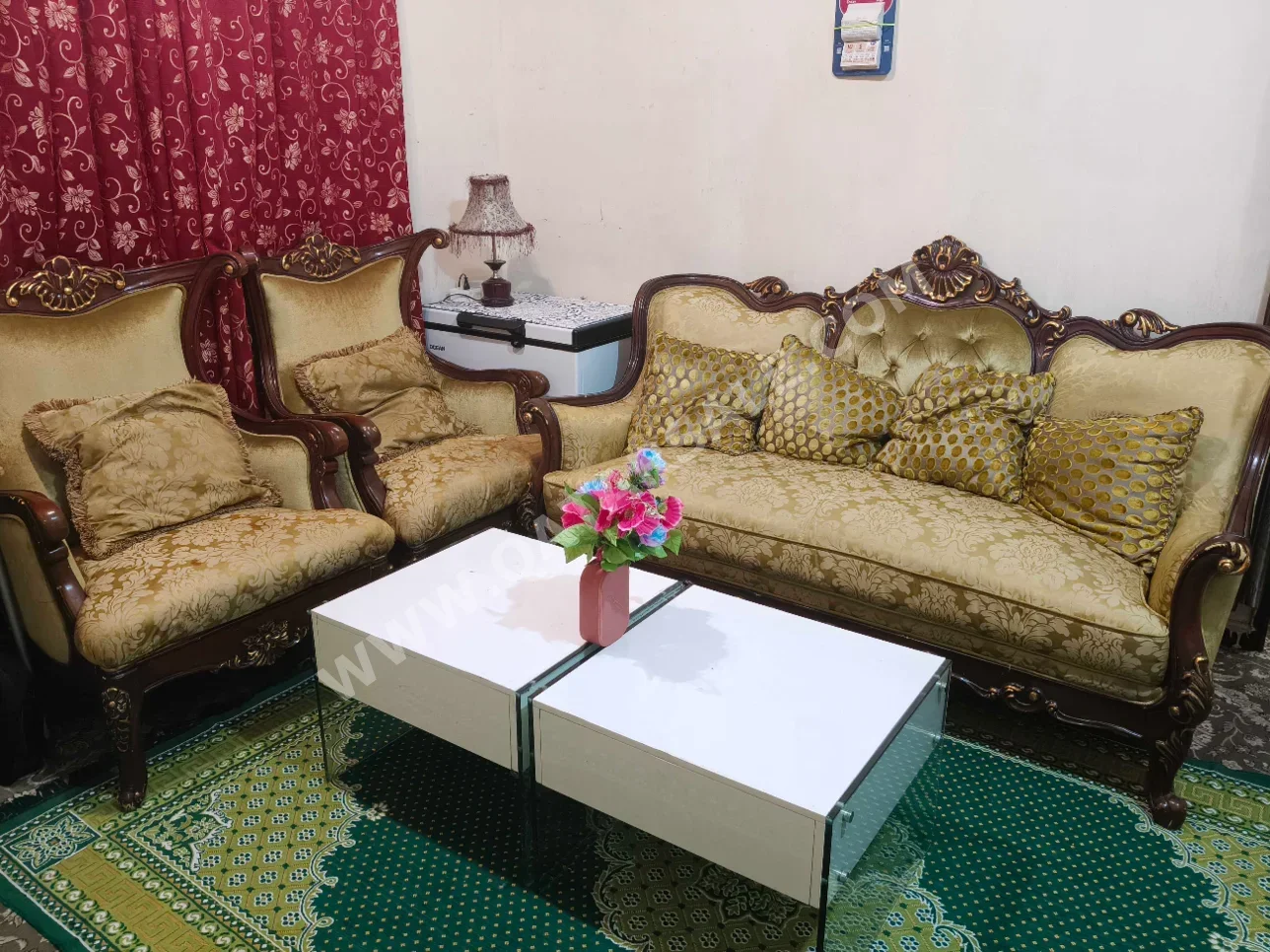 Sofas, Couches & Chairs Sofa Set  - Fabric  - Green & Beige