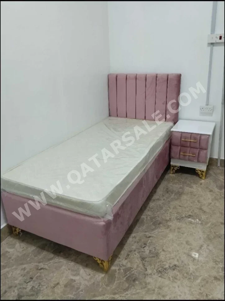 Beds - Lifestyle  - Single  - Pink  - Mattress Included  - With Bedside Table