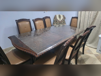 Dining Table with Chairs, Brown & Beige
