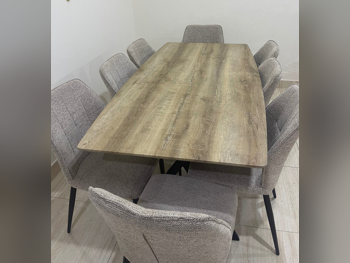 Dining Table with Chairs, Wood, 8 Seats