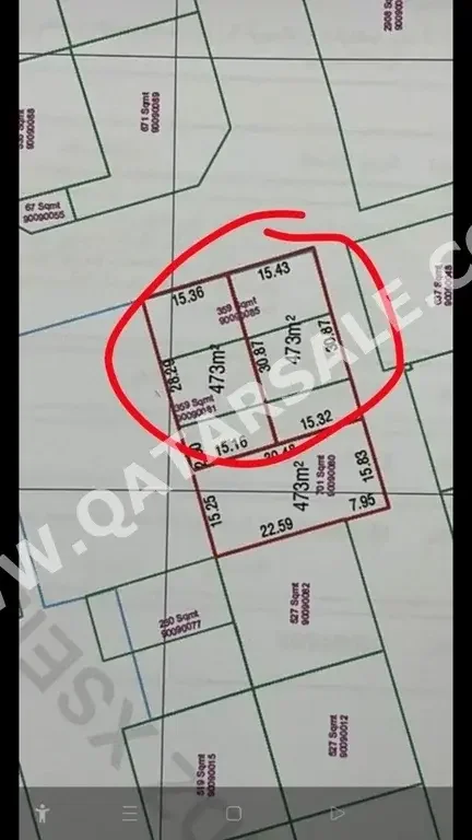 Lands For Sale in Al Wakrah  - Al Wakrah  -Area Size 473 Square Meter