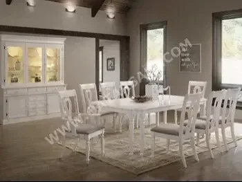 Dining Table with Chairs and Buffet  - White  - 8 Seats